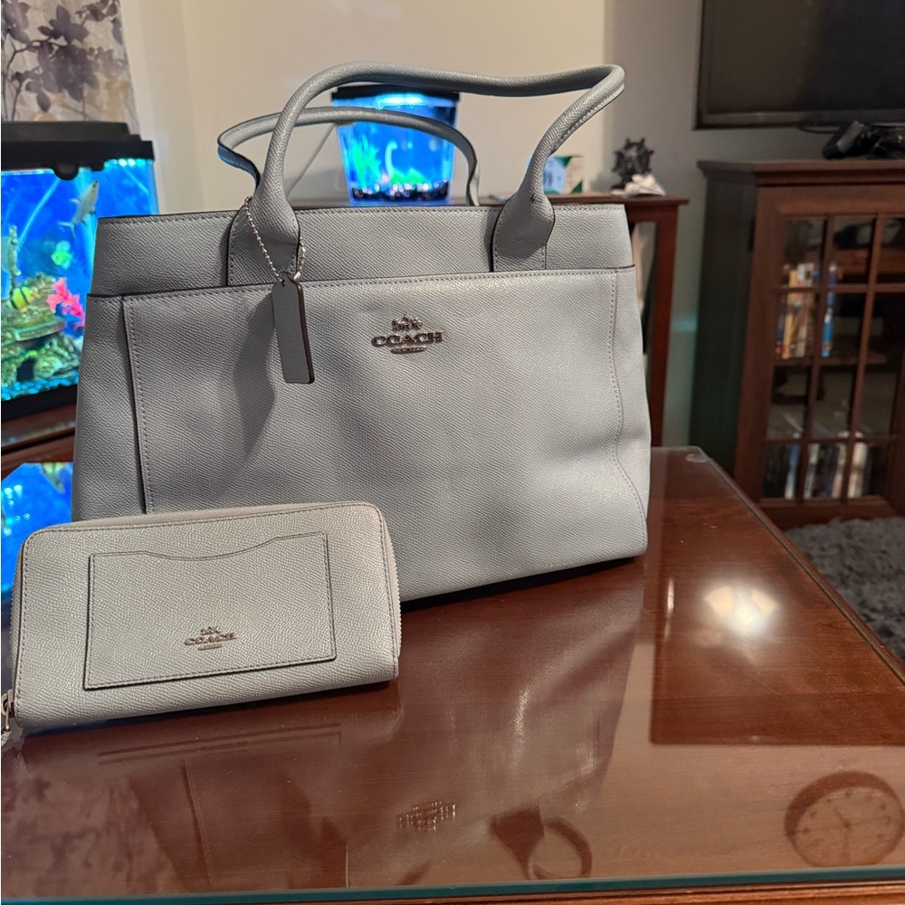 Coach Light Blue Women's Bag and Wallet Set